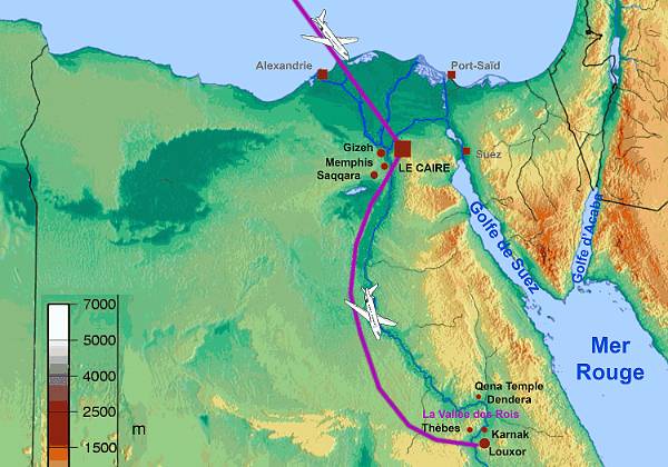 Carte du circuit en Égypte
