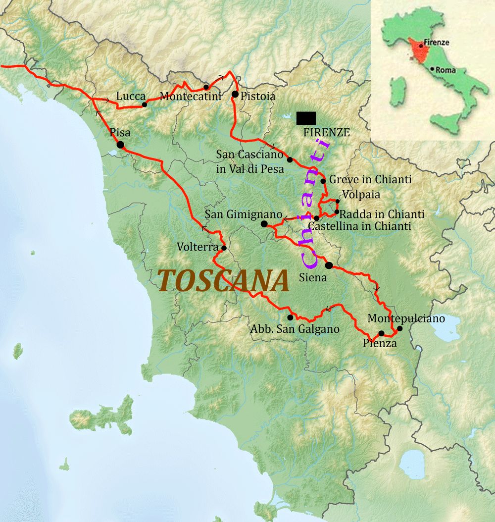Carte de la Toscane